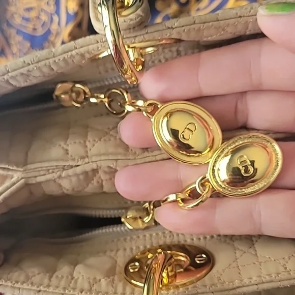 Christian Dior Beige NYLON Lady Cannage with Charm. - Picture 7 of 10